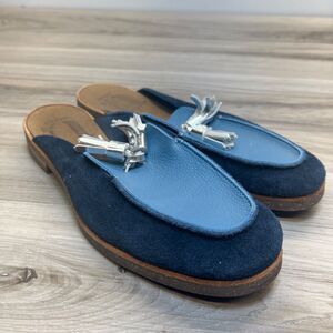 U-Dot Japanese Blue Leather Slip On Mules Size 8 Handmade Japan